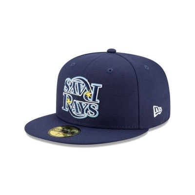 Blue Tampa Bay Rays Hat - New Era MLB Team Mirror 59FIFTY Fitted Caps USA1396874